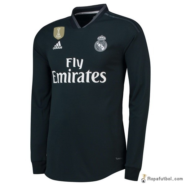 Camiseta Real Madrid Replica Segunda Ropa Manga Larga 2018/19 Negro